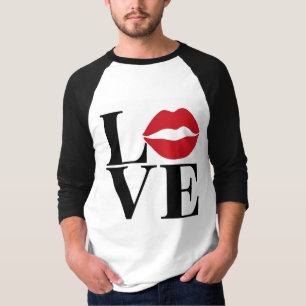 Camiseta Lábios vermelhos vermelhos e negros amontoam camis