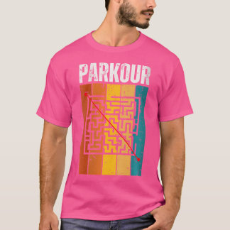 Camiseta Labirinto de Parkour Design Vintage Retro dos Anos