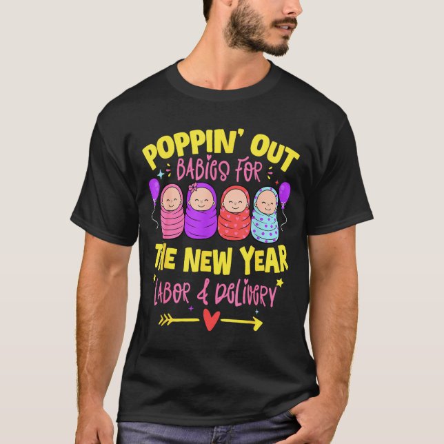 Camiseta Labor And Delivery L&amp;d Nurse Happy New Year  (Frente)