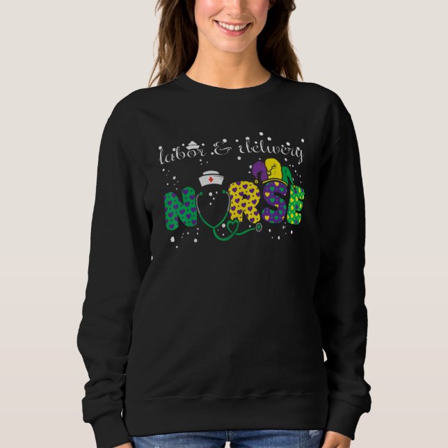 Camiseta Labor And Delivery Nurse L & D Nurse Mardi Gras 20 (Frente)