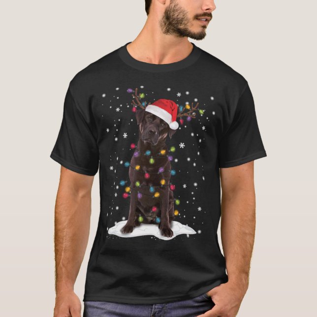 Camiseta Laboratório de Chocolate Labrador Árvore de Natal  (Frente)