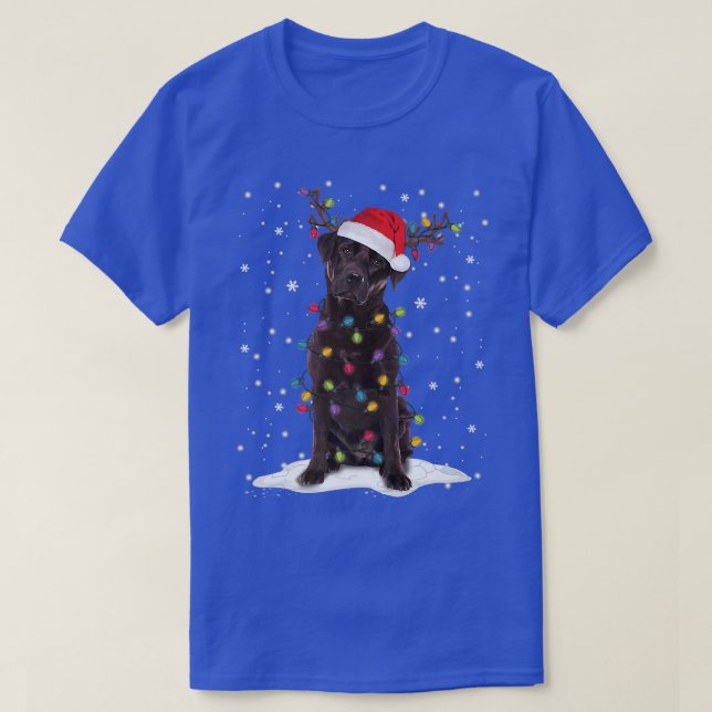 Camiseta Laboratório de Chocolate Labrador Árvore de Natal  (Frente do Design)