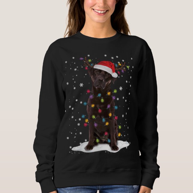 Camiseta Laboratório de Chocolate Labrador Árvore de Natal  (Frente)