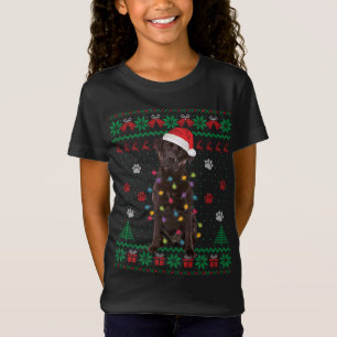 Camiseta Laboratório de Chocolate Labrador Luzes de Natal C