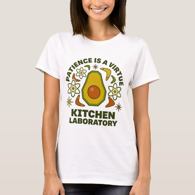Camiseta Laboratório de Cozinha – Abacate Retro Moderno (Frente)