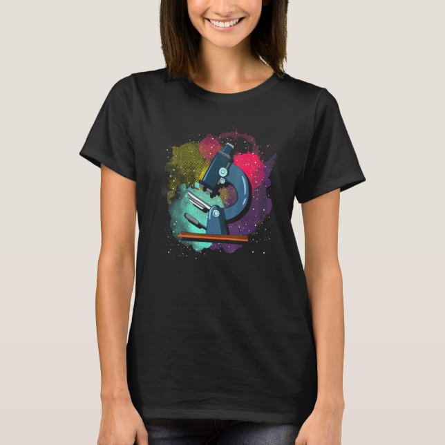 Camiseta Laboratório Médico Técnico de Microscópio Colorido (Frente)