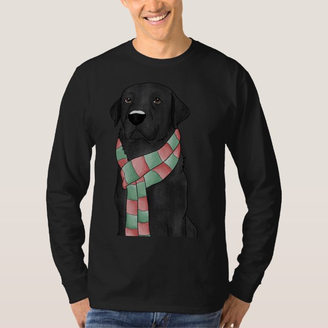 Camiseta Laboratório Preto Com Carvalho De Natal Equipado (Frente)