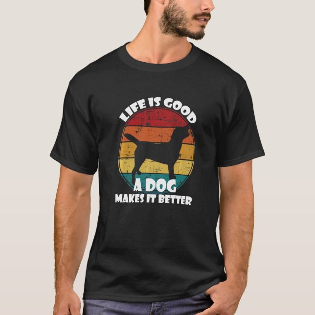 Camiseta Laboratório Retro  Labrador Retriever Lab Preto Mã (Frente)