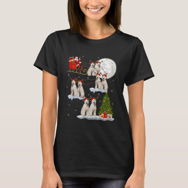 Camiseta Labradoodle Cachorro Papai Noel Trenó Voador Diver (Frente)