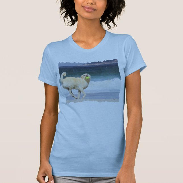Camiseta Labradoodle - dia feliz na praia (Frente)