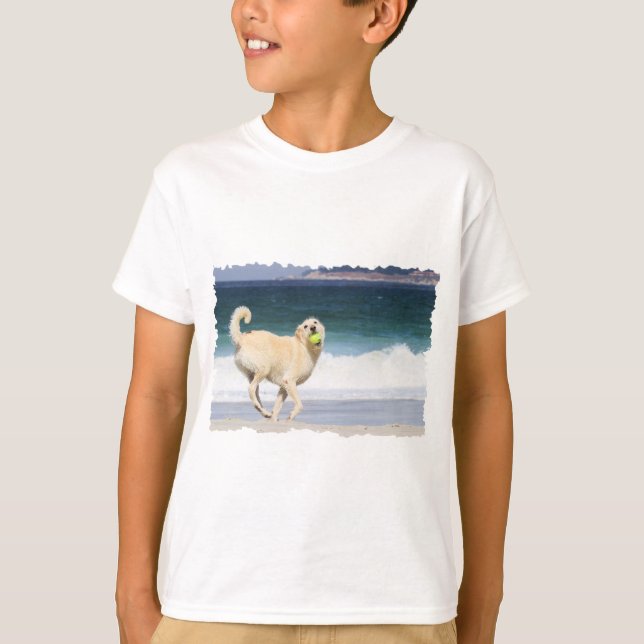Camiseta Labradoodle - dia feliz na praia (Frente)