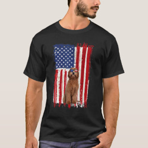 Camiseta Labradoodle Dog American Flag Patriótico 4º De Ju