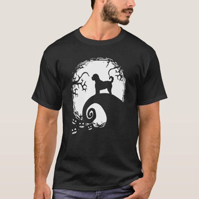 Camiseta Labradoodle E Lua Halloween (Frente)