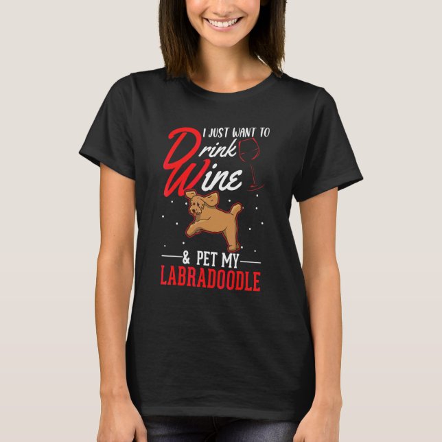 Camiseta Labradoodle E Vinho (Frente)