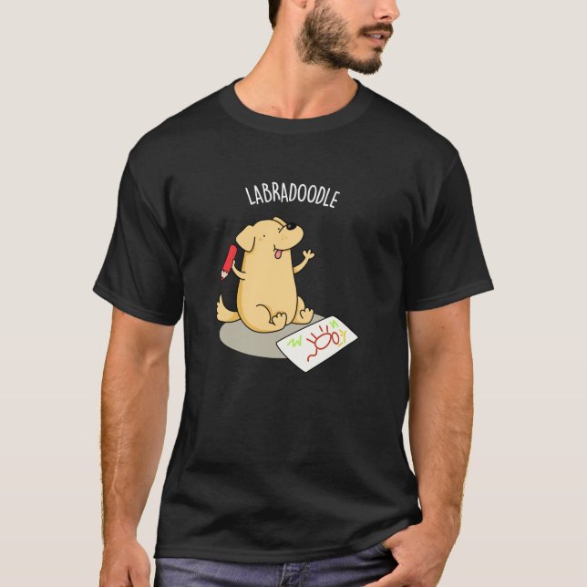 Camiseta Labradoodle Funny Labrador Cachorro Escuro BG (Frente)