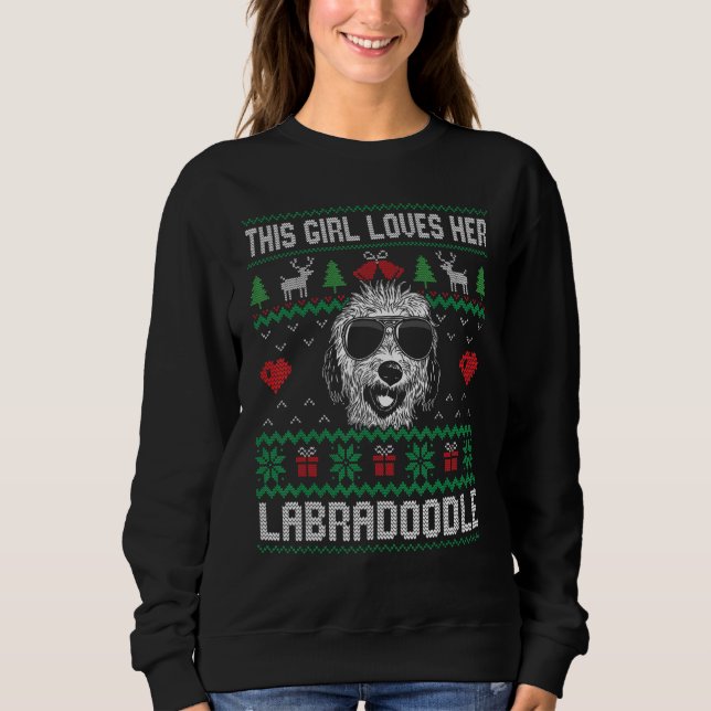 Camiseta Labradoodle Girl Cool Ugly Christmas for Dog Mom (Frente)