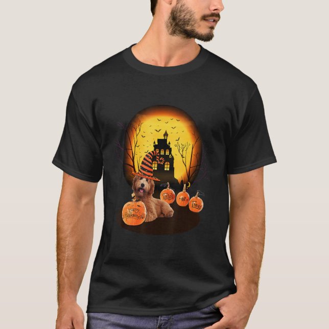 Camiseta Labradoodle Halloween For Kids Mom Dad Love Dog (Frente)