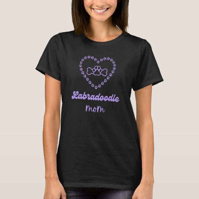 Camiseta Labradoodle Mãe Cachorro Roxo Mamãe Pinças (Frente)