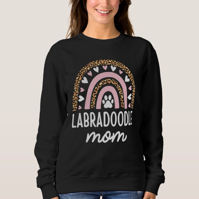 Camiseta Labradoodle Mãe Mama Rainbow Leopardo Dia de as mã (Frente)