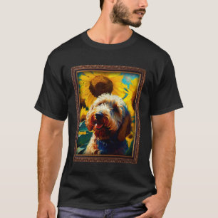 Camiseta Labradoodle Pintura Girassol Flor Mamãe Mulheres F