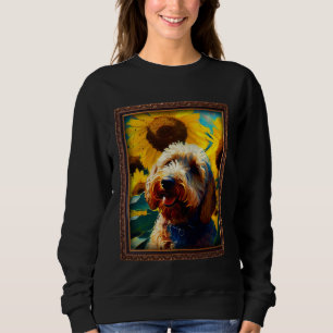 Camiseta Labradoodle Pintura Girassol Flor Mamãe Mulheres F