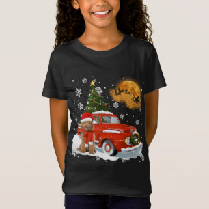 Camiseta Labradoodle Vintage Wagon Red Truck Árvore de Nata