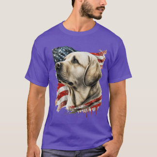 Camiseta Labrador amarelo com amigos da bandeira americana