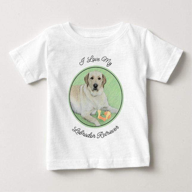 Camiseta Labrador Amarelo - Impressão de Retriever e Tênis (Frente)