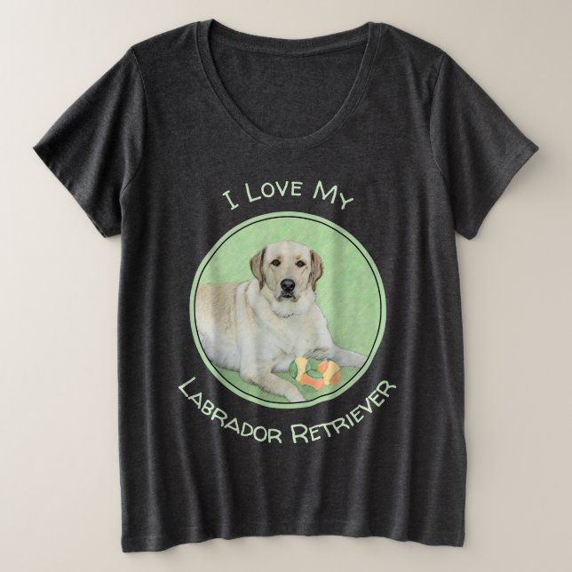 Camiseta Labrador Amarelo - Impressão de Retriever e Tênis (Frente do Design)