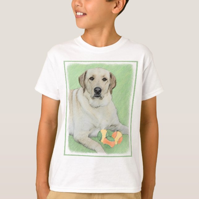 Camiseta Labrador Amarelo - Impressão de Retriever e Tênis (Frente)
