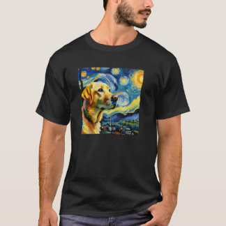 Camiseta Labrador Amarelo Noite Estrelada Vincent Van Gogh