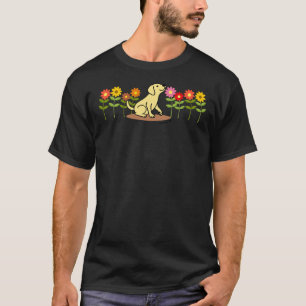Camiseta Labrador Amarelo Puppy E Flores