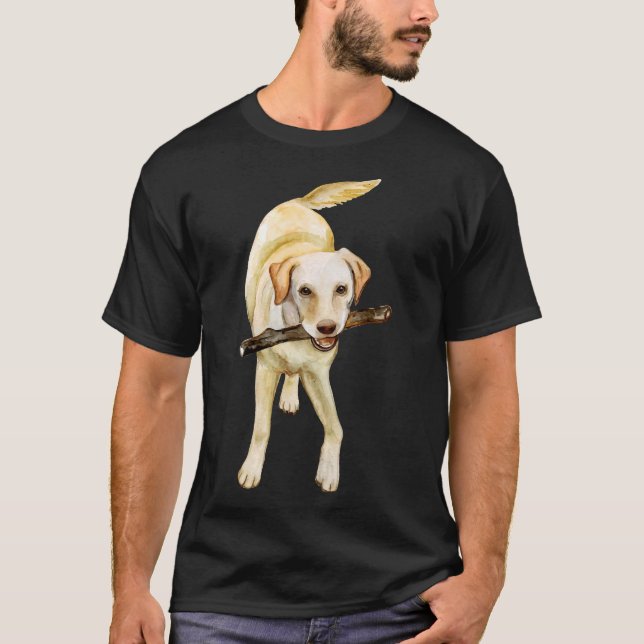 Camiseta Labrador Amarelo Retriever Watercolor (Frente)