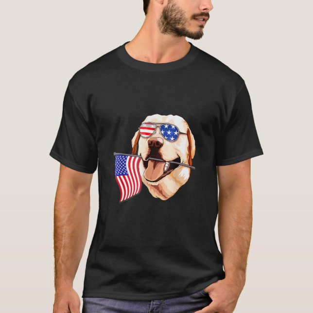 Camiseta Labrador American Flag Patriótico Labrador (Frente)