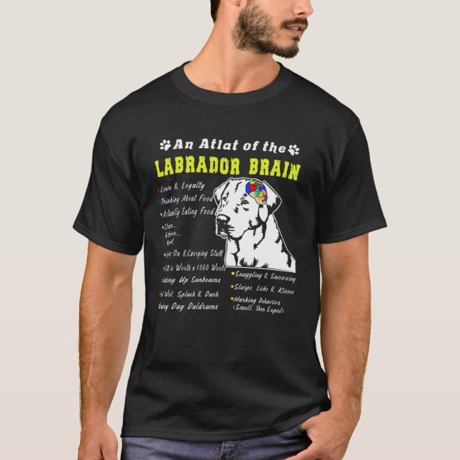 Camiseta Labrador Brain Black Yellow Chocolate Lab (Frente)