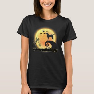 Camiseta Labrador Cachorro E Lua Assustam O Fato De Hallowe