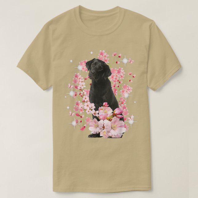 Camiseta Labrador Cão Cachorro Japonês Flor Sakura Blossom (Frente do Design)