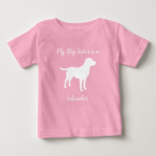 Camiseta Labrador Chá de fraldas de Cachorro Rosa (Frente)