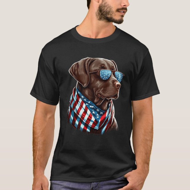Camiseta Labrador Chocolate Patriotic USA Proud (Frente)