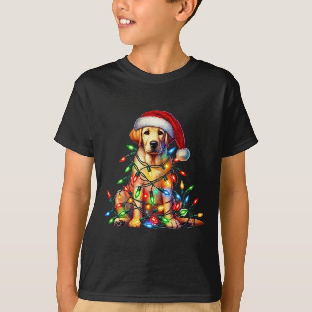 Camiseta Labrador Christmas Lights Santa Hog Lover (Frente)