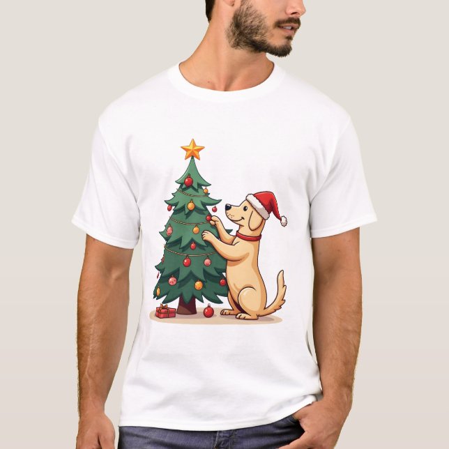 Camiseta Labrador Christmas Tree Helper (Frente)