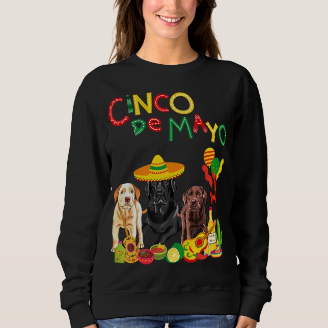 Camiseta Labrador Cinco De Mayo Chocolate Black Lab (Frente)