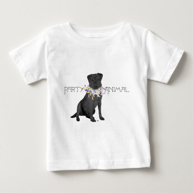 Camiseta Labrador de animais de festa negra (Frente)