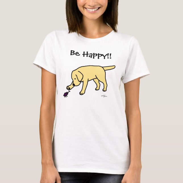 Camiseta Labrador de Cartoon Amigo do Laboratório Amarelo (Frente)