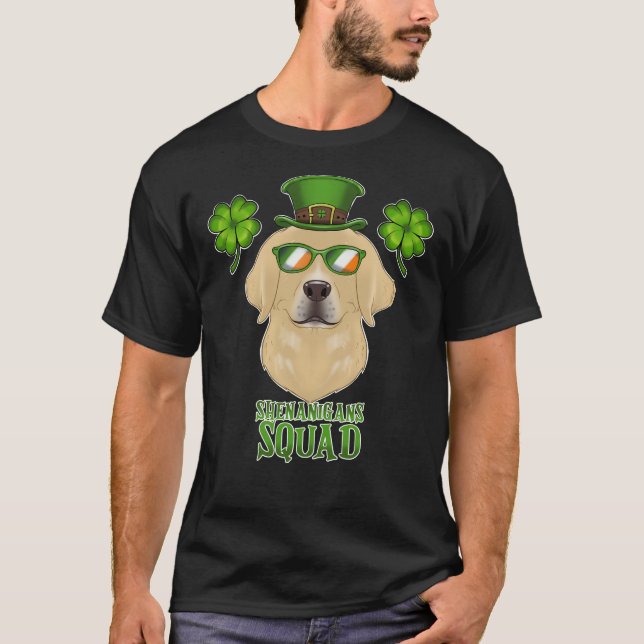 Camiseta Labrador do Dia de São Patrício Shenanigans Squad  (Frente)