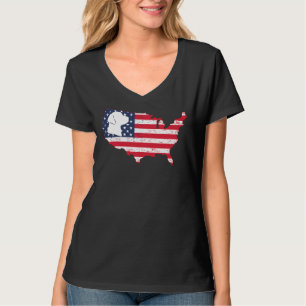 Camiseta Labrador Dog 4 De Julho Estrelas De Bandeira Ameri