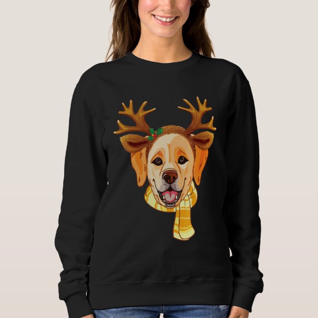 Camiseta Labrador Dog Christmas Reindeer Antlers Xmas (Frente)