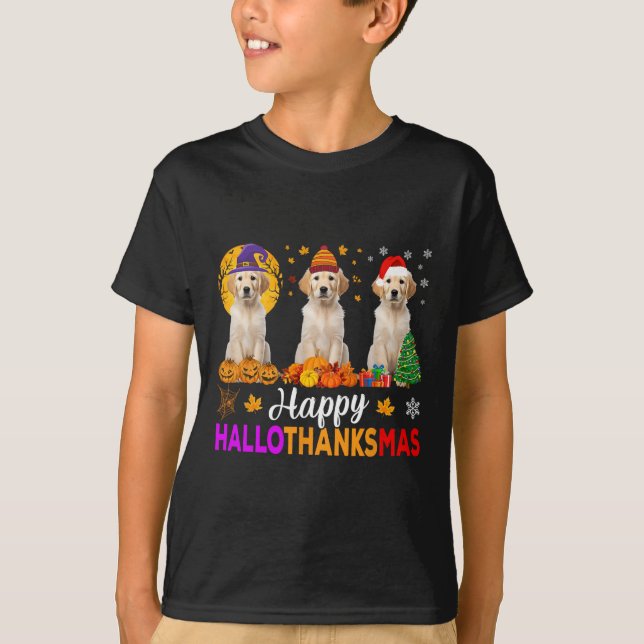 Camiseta Labrador Dog Halloween Natal Hallothanksmas 1 (Frente)
