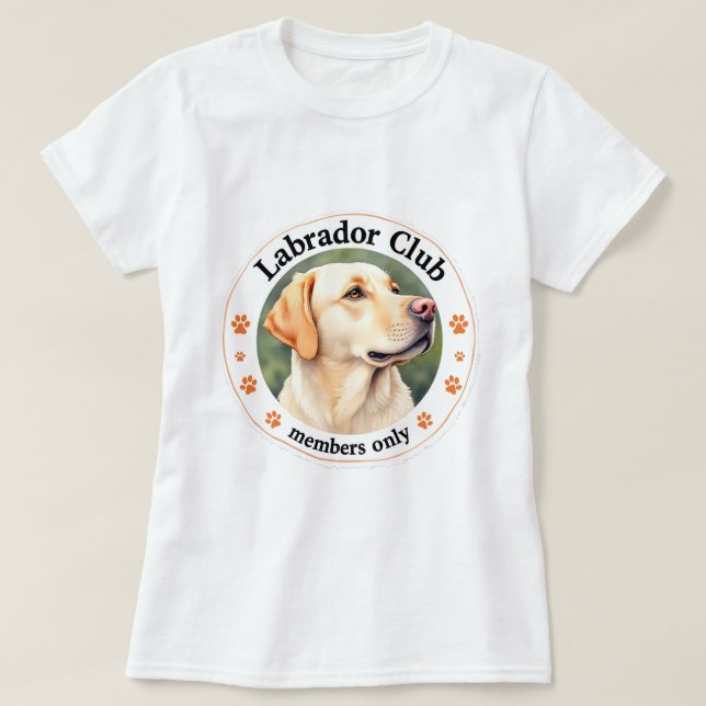 Camiseta Labrador, dourado "Clube - Somente Membros" (Frente do Design)