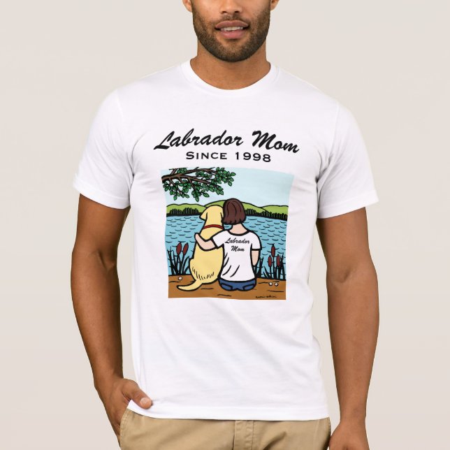 Camiseta Labrador e mamã amarelos personalizados 2 (Frente)